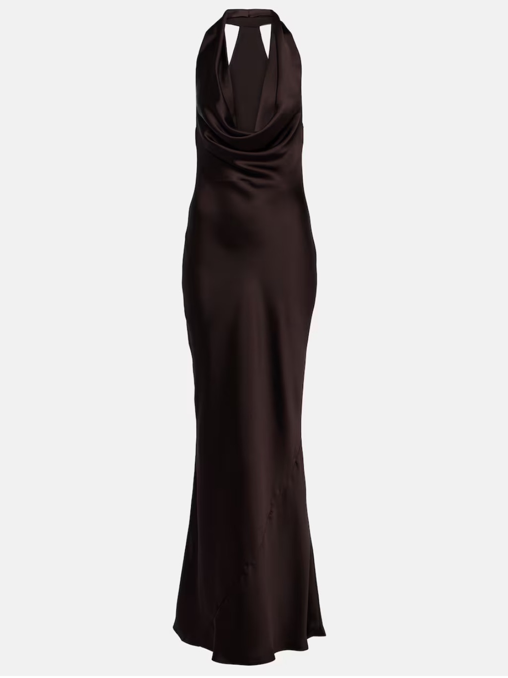 Norma Kamali Brown Satin Halter Gown